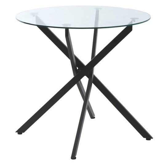 Dining Table with Clear Tempered Glass Top, Round Table with Metal Legs, Modern Kitchen Table for Dining Room Living Room