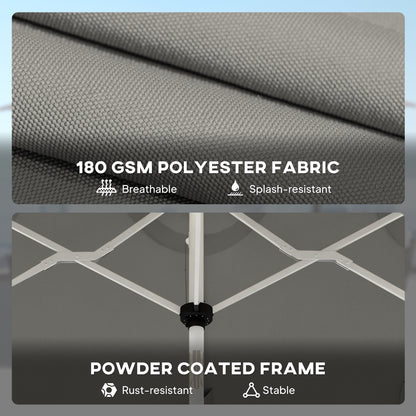 3 m Double-Sided Garden Parasol with LED Solar Lights, Tilt, Outdoor Extra Large Sun Umbrella with Crank Handle, Grey