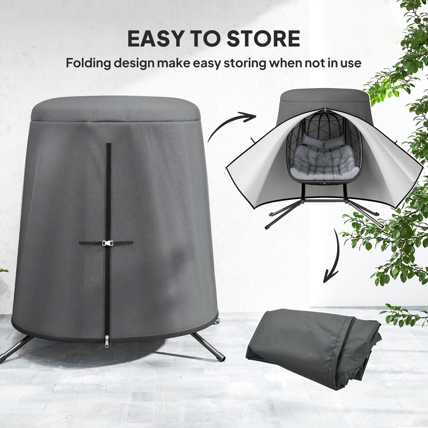 196 x 230 cm Hanging Egg Chair Protective Cover - Grey