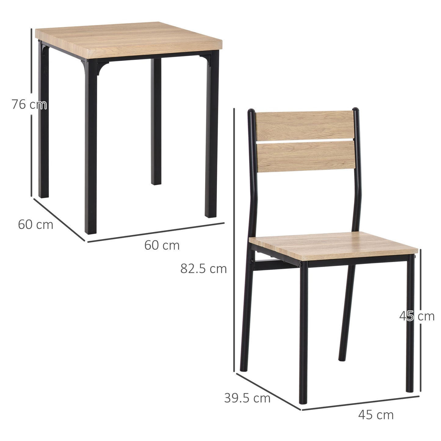 Compact 3-Piece Dining Set – Light Wood
