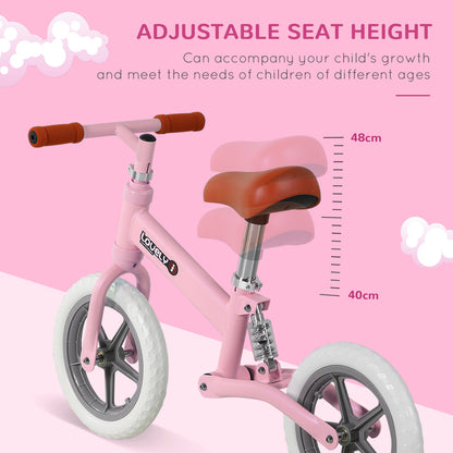 12" Kids Balance Bike No Pedal Bicycle EVA Tyre Adjustable Seat Toddler Training Bike W/ Shock Absorber 2