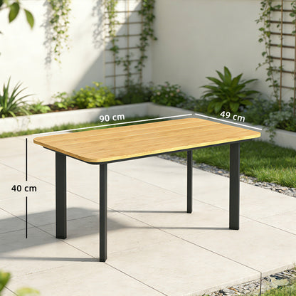 Outdoor Garden Coffee Table, Garden Table with Slatted Wood Plastic Composite Top and Metal Frame, Brown