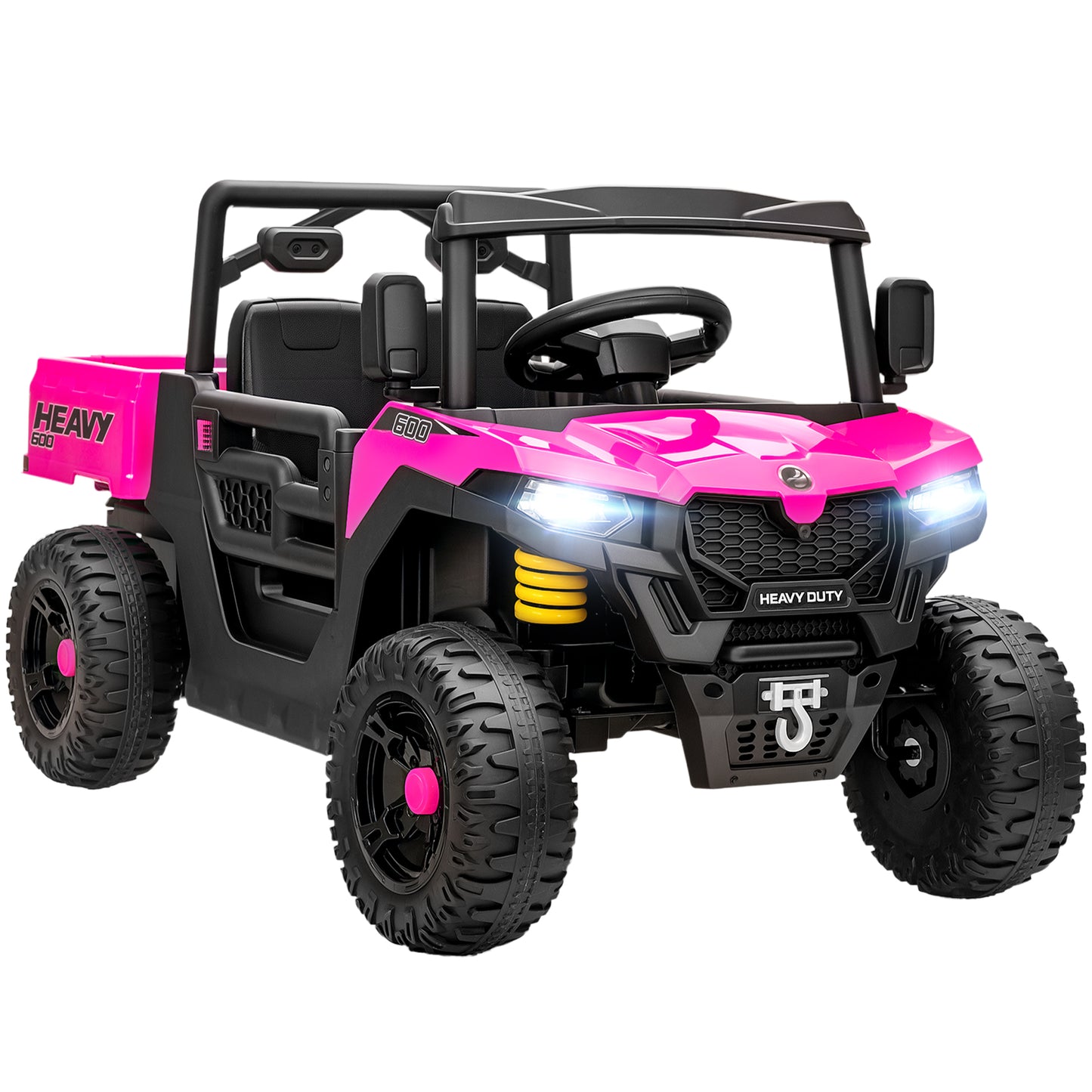 Kids Ride on Car, 12V Electric Kids UTV with Electric Dump Bed, 4-Wheel Suspension for 3-8 Years, Pink