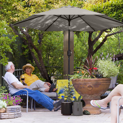 2.6 m Garden Parasol Umbrella with Aluminium Pole, Outdoor Patio Umbrella with Tilt and Crank, Vent, Light Grey