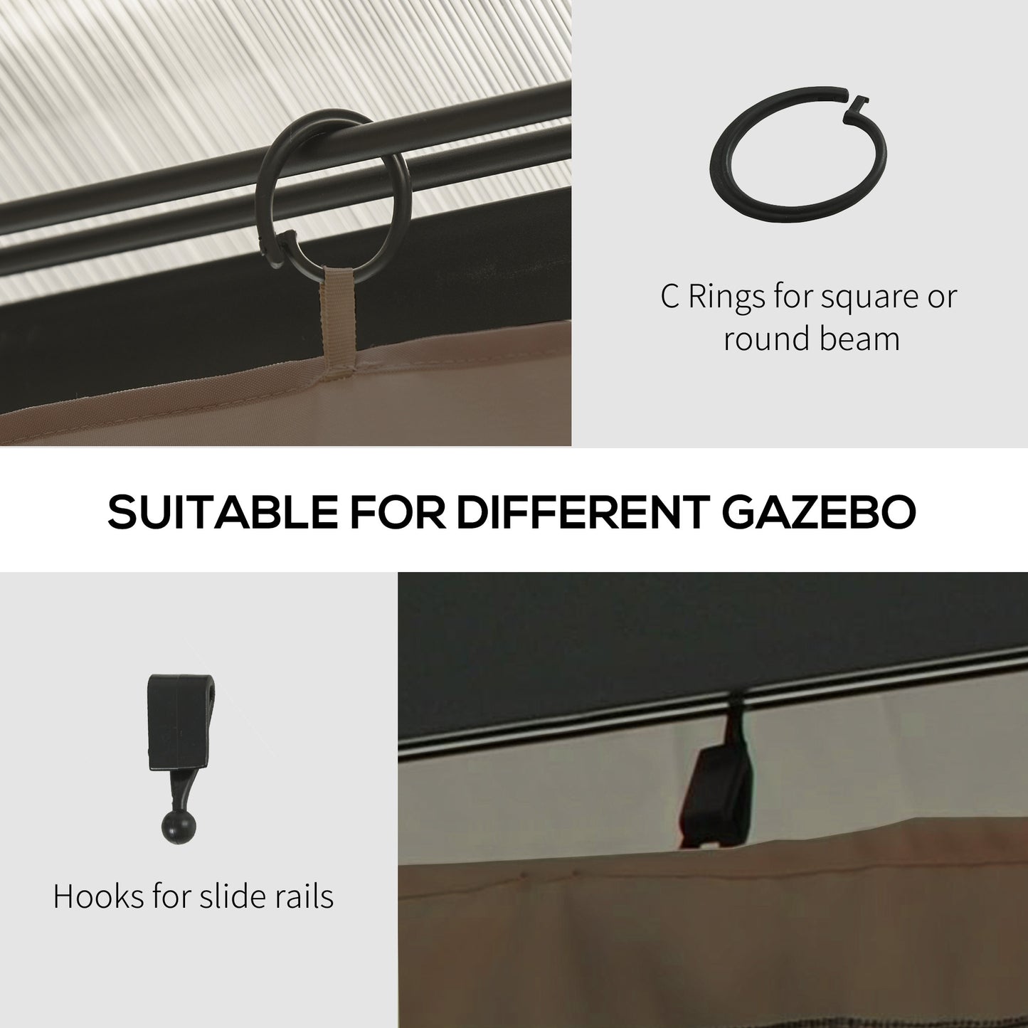 4 Pack Replacement Gazebo Curtains Privacy Panel for Most 3 x 4m Gazebo Canopy Pavillion Outdoor Shelter Sidewalls Accessorie