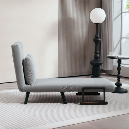 4-in-1 Velvet-Feel Single Chair Bed, with Pillow - Light Grey