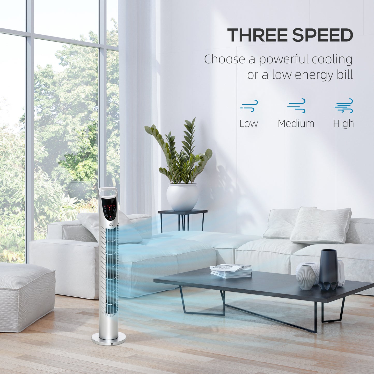31 Inch Bladeless Oscillating Tower Fan with 70° Oscillation, Remote Control, 7.5H Timer, 3 Speed 3 Modes
