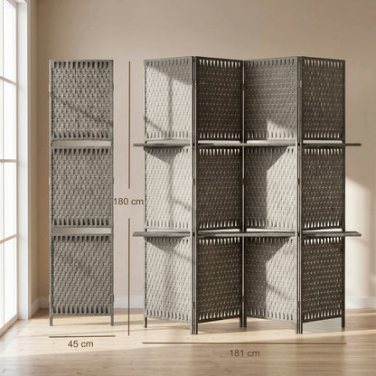 Wave Fibre Freestanding Folding Privacy Screen Panels, Room Divider, Grey
