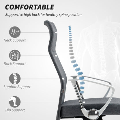 Fabric High Back Office Chair - Grey