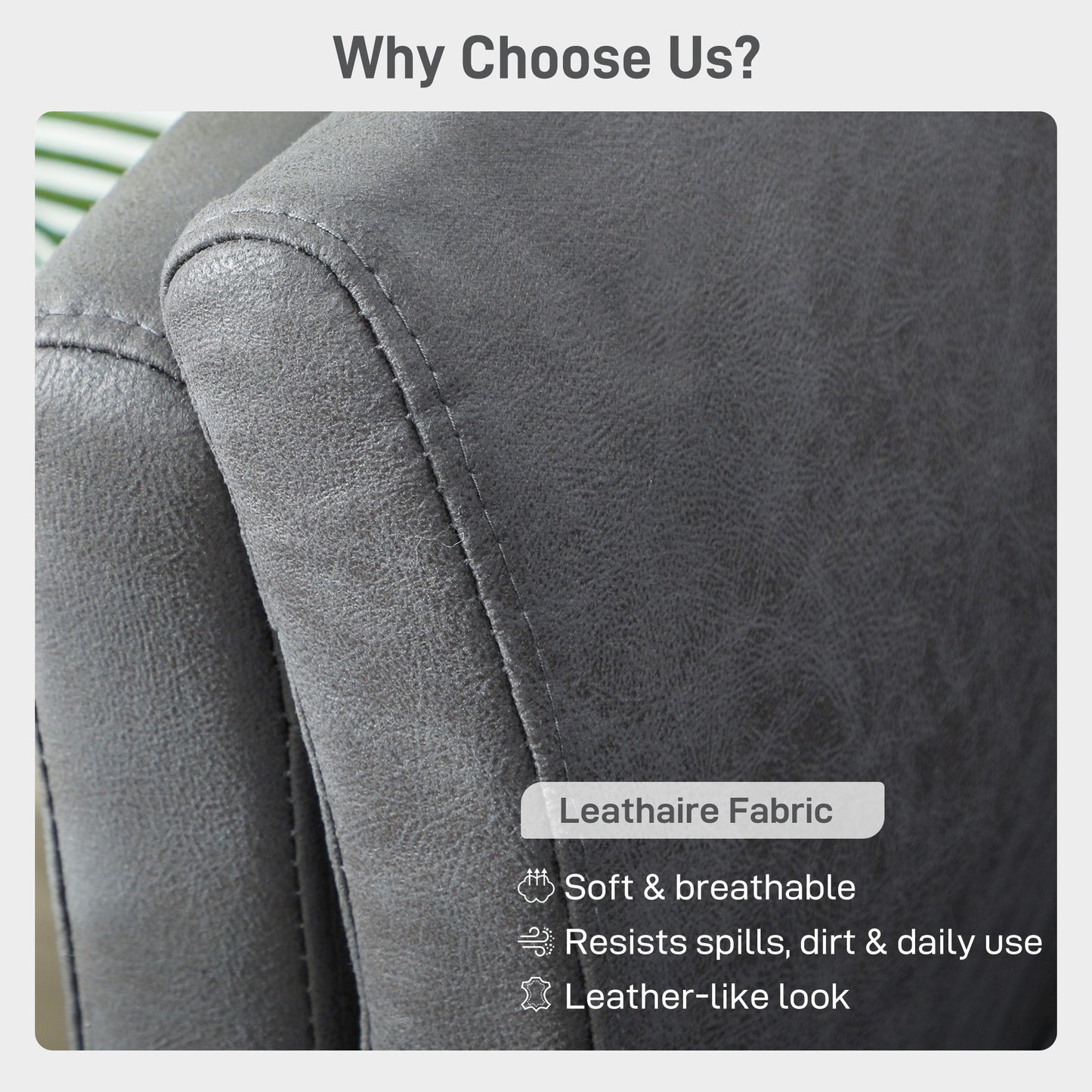 Two-Seater Leathaire Sofa - Grey