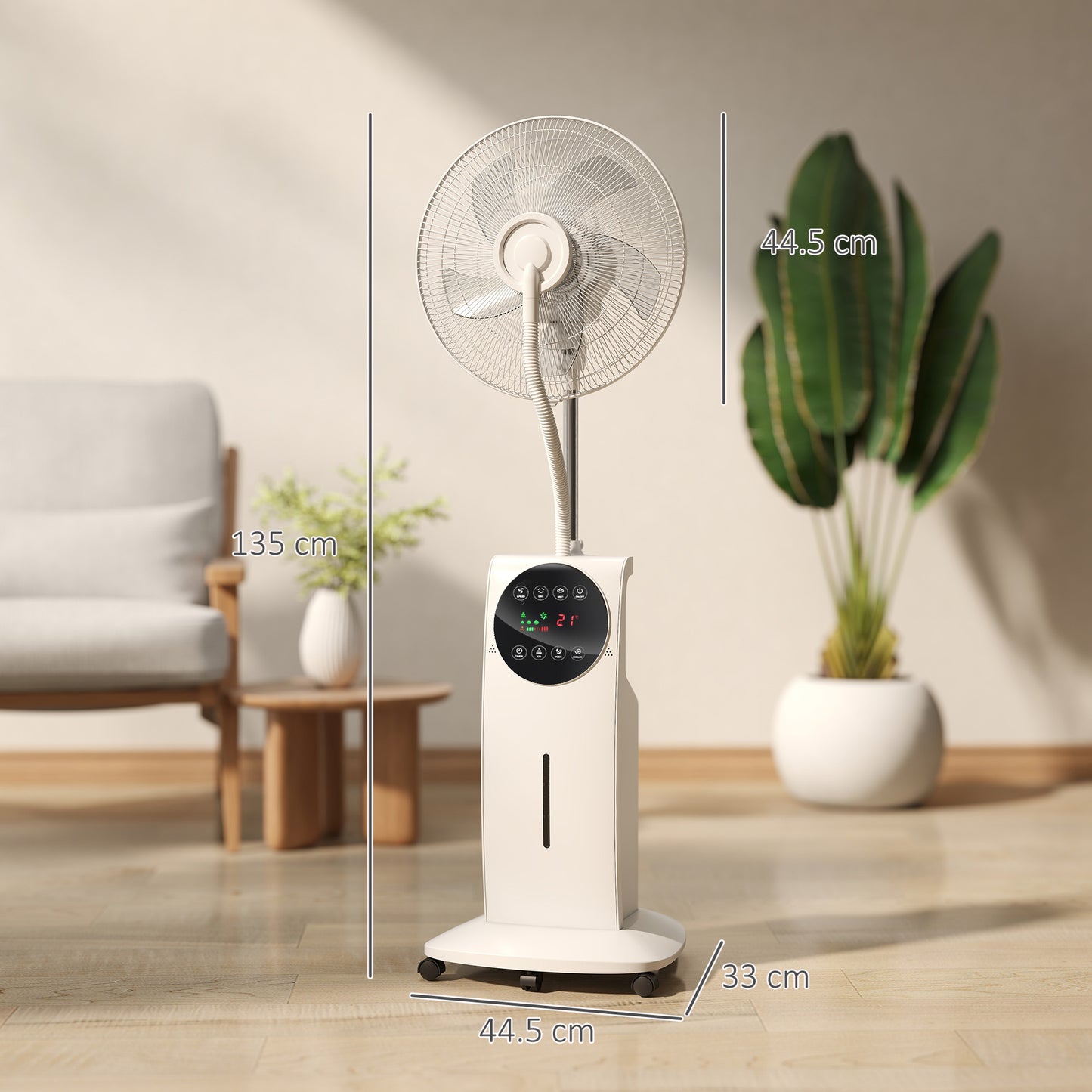 135cm Pedestal Fan with Water Mist Spray Humidifying Misting Fan, White