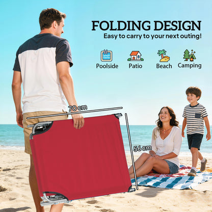 Outdoor Foldable Sun Lounger Set of 2, 4 Level Adjustable Backrest Reclining Sun Lounger Chair with Angle