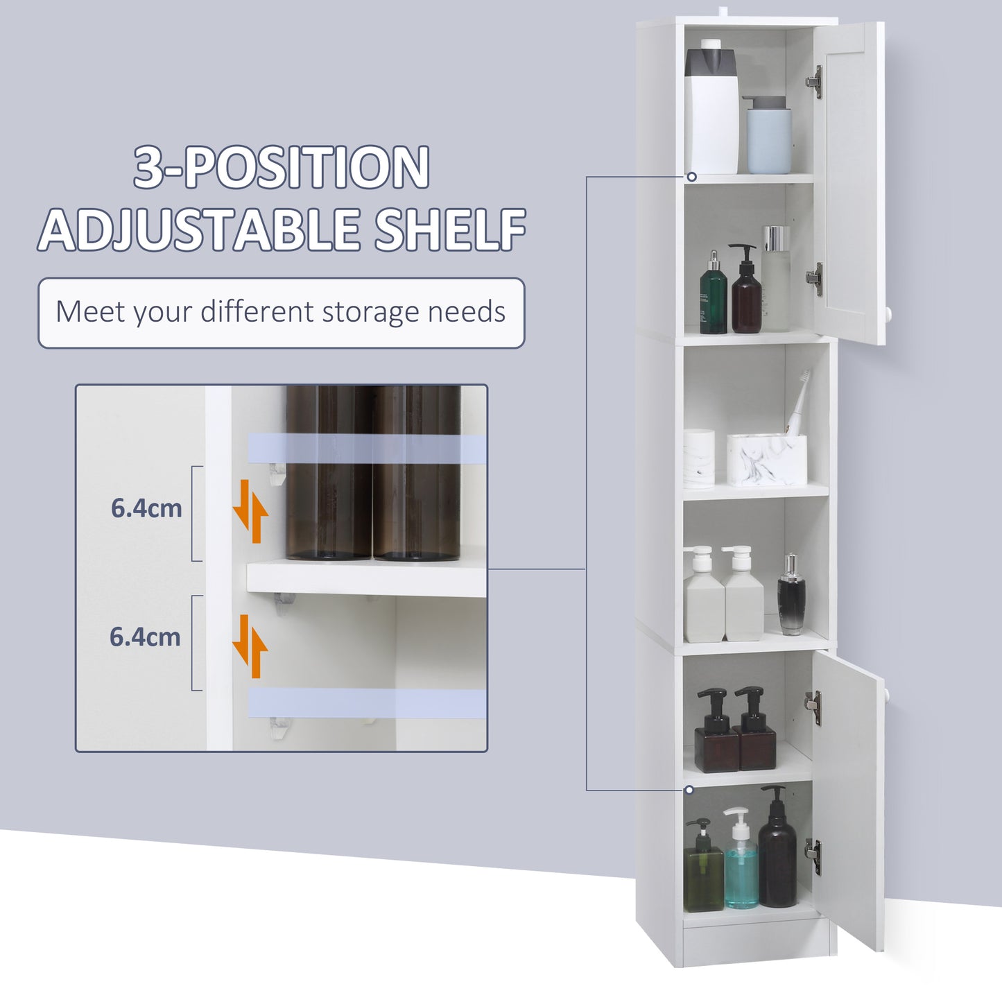 Tall Bathroom Storage Cabinet with Mirror, Narrow Bathroom Unit
