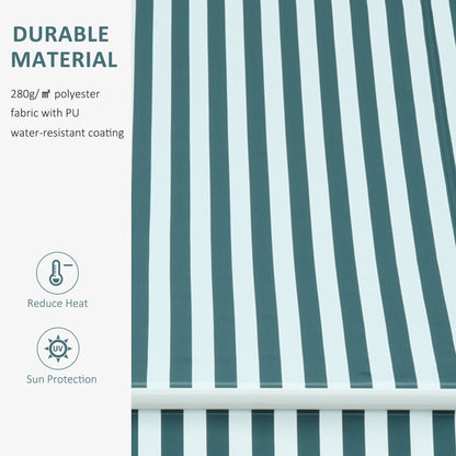 3 x 2.5m Patio Awning, Anti-UV and Waterproof Sun Shade Canopy with Chain Drive and Hand Crank, Green/White Stripes