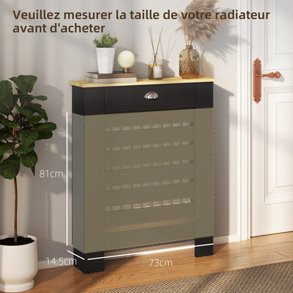 95.5H x 78Wcm Radiator Cover, with Drawer - Black