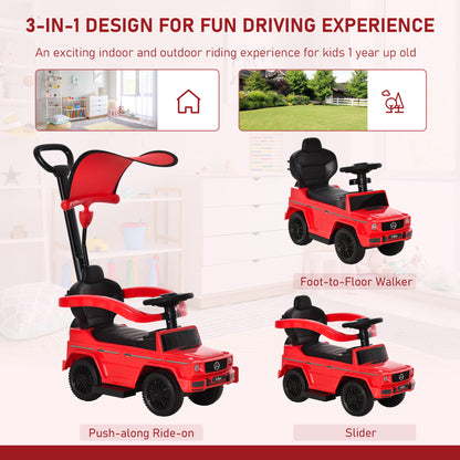 3 in 1 Kids Children Ride on Push Car Toddler Sliding Car G350 Licensed Walker Foot to Floor Slider Push-Along with Horn Stee
