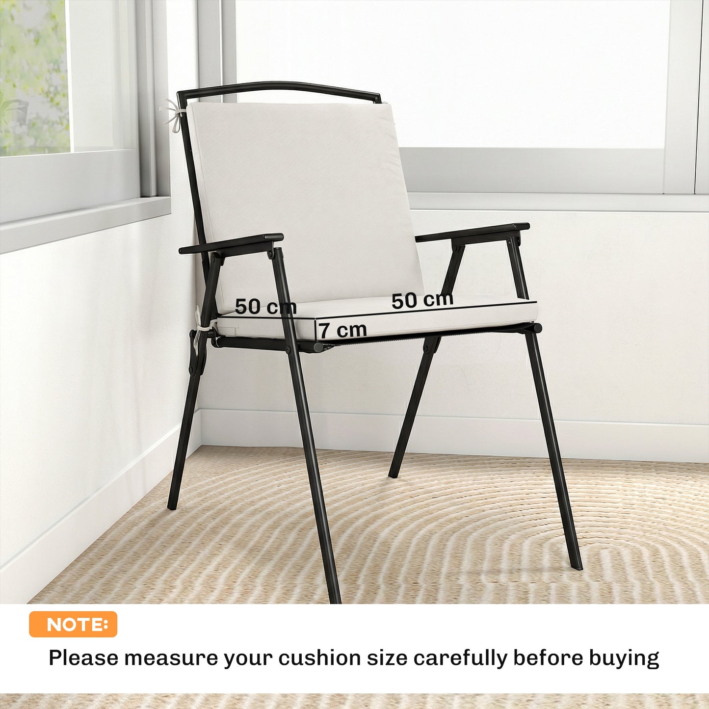 Outdoor Seat Cushions Set of 2 with Ties, Waterproof Garden Seat Pads, Cream White