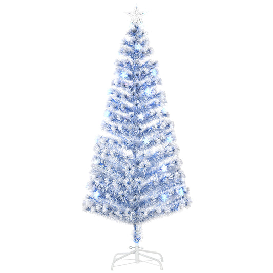 6FT Artificial Fibre Optic Christmas Tree Seasonal Decoration w/ LED Lights Pre-Lit Easy Store White Blue