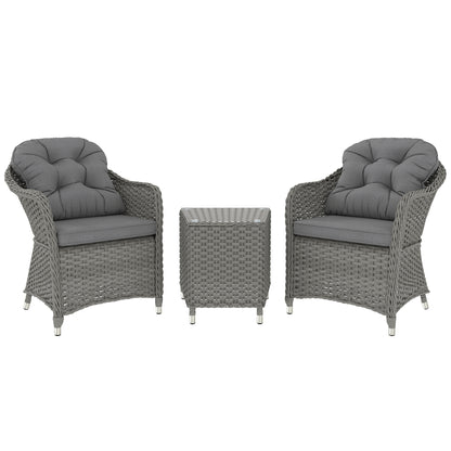 Three-Piece Super Padded Rattan Set - Light Grey