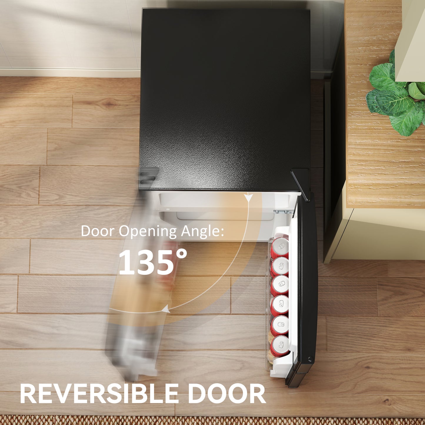 88L Under Counter Fridge Freezer, Small Refrigerator with 5-Setting, 3 Star Freezer Rating, Black and Silver Tone