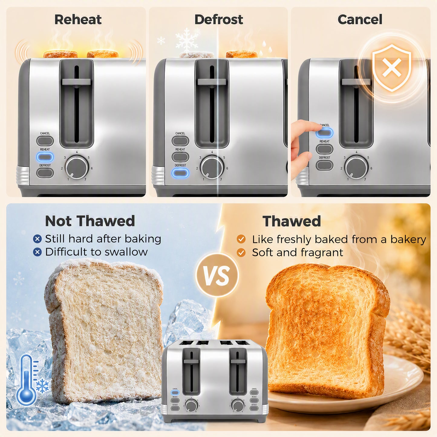 Stainless Steel Kettle and Toaster Set, 1.7L 3000W Cordless Fast Boil Kettle, 4 Slice Toaster Kitchen Set, Grey