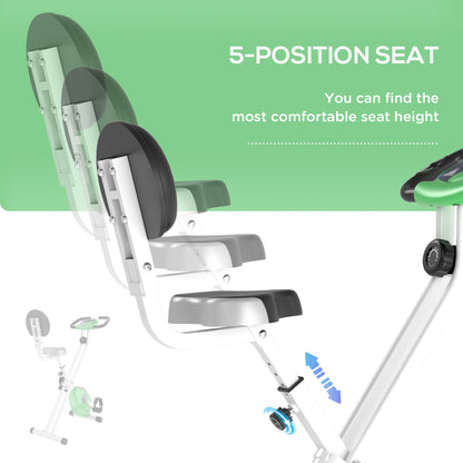 Folding Exercise Bike, Fitness Bicycle Indoor Trainer, Quiet 8-Level Magnetic Resistance, with LCD Monitor