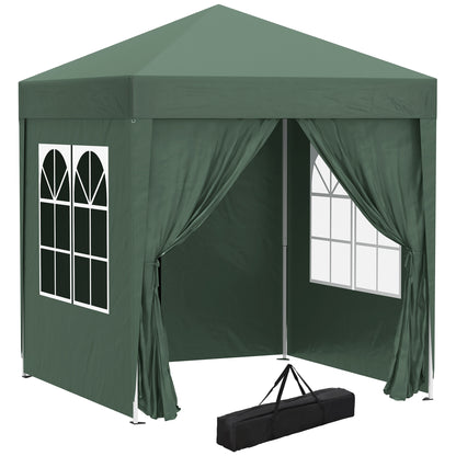 2 x 2 m Garden Pop Up Gazebo, Wedding Party Tent Marquee, Water Resistant Awning Canopy with Sidewalls, Windows, Carry Bag