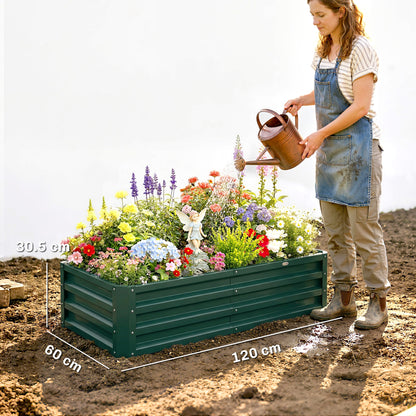 Raised Beds for Garden, Galvanized Outdoor Planters, for Herbs and Vegetables, Use for Patio, Backyard, Balcony, Green