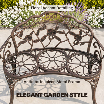 Cast Aluminium Garden Bench - Bronze Tone
