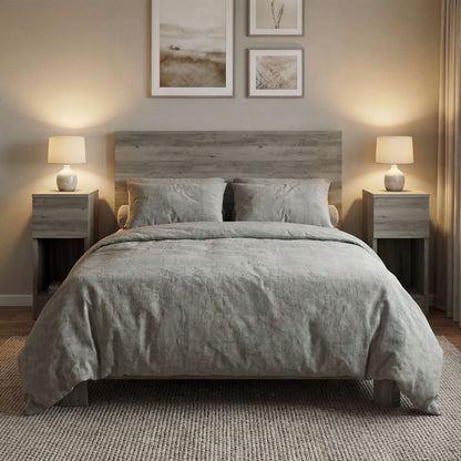 Set of Two Modern Storage Bedside Tables - Grey
