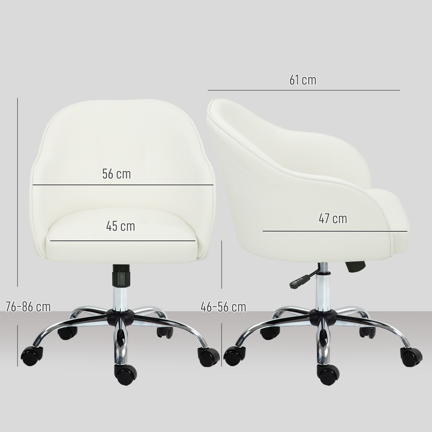 46-56 cm Velvet-feel Office Chair - Cream