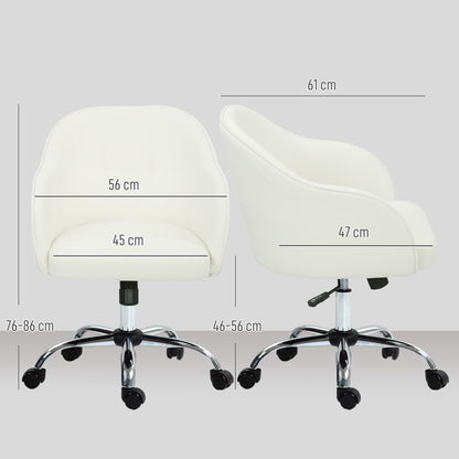 46-56 cm Velvet-feel Office Chair - Cream