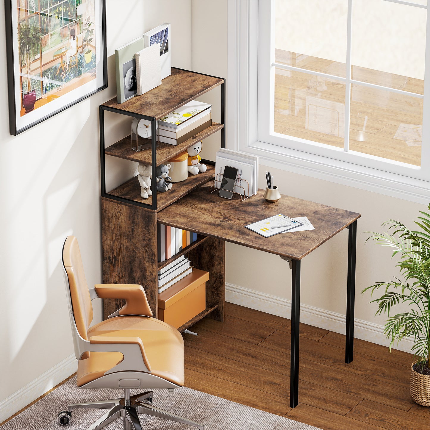 Folding Shelf and Work Table - Brown/Black