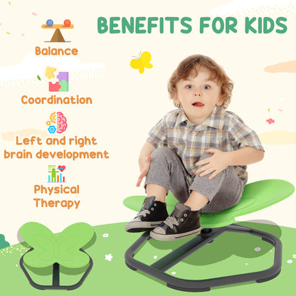 Butterfly-Shaped Kids Swivel Chair, Sensory Spinning Chair for Balance and Coordination Training, Green
