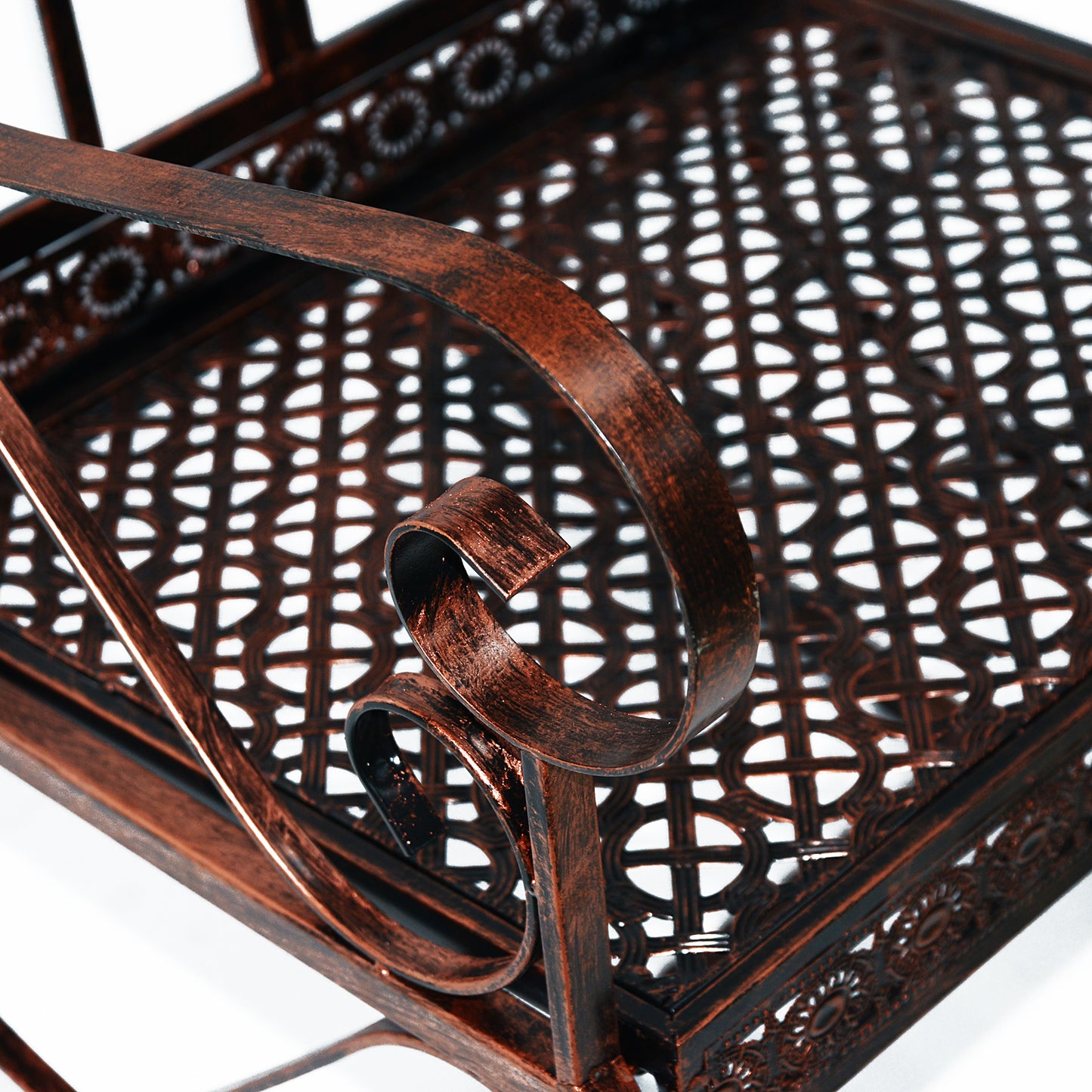 Metal Single Chair 1 Seater Garden Outdoor Rocking Chair Vintage Style Bronze
