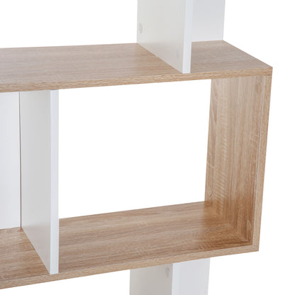 Bookcase, S-Shaped Wooden Bookshelf, 5/6 Tiers Freestanding Storage Shelf, Home Office Decorative Display Stand Rack