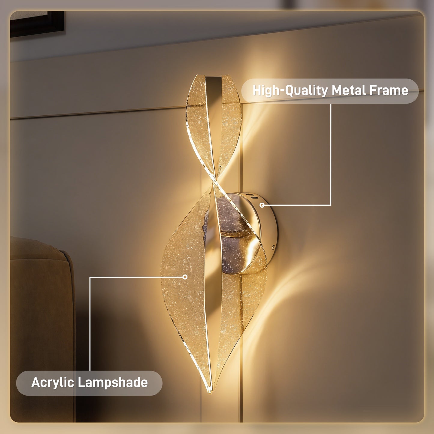 Led Wall Lamp 2 Pack, 13W Modern Indoor Spiral Wall Light, Colour Temperature Adjustable 3000K/4000K/6500K, for Bedroom