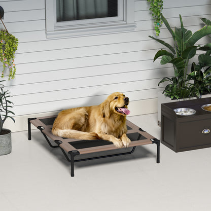 Raised Dog Bed Cooling Elevated Pet Cot with Breathable Mesh for Indoor Outdoor Use Brown, XX Large, 122 x 92 x 23cm