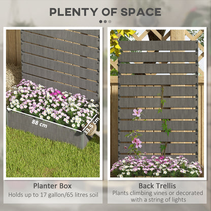Raised Bed for Garden, Planter with Trellis for Climbing Plants, Vines, Planter Box with Drainage Gap, Dark Grey