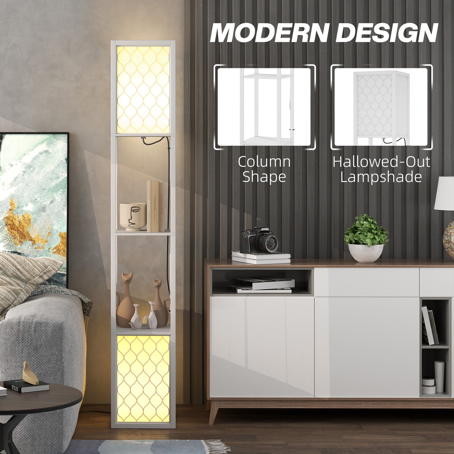 Duo Light Floor Shelves - White