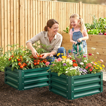 Set of Two 60 x 60cm Steel Planter Boxes - Green