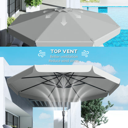3 m Garden Parasol with Tilt Mechanism & Crank Handle, UPF 30+ Patio Umbrella Outdoor Table Umbrella, Light Grey
