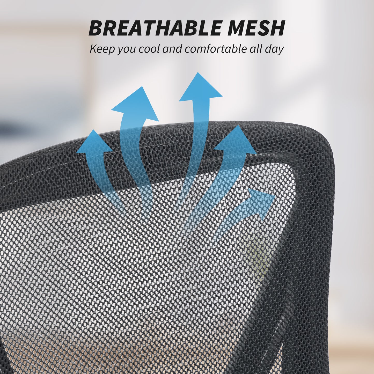 Office Chair, Mesh Desk Chair with Flip-up Armrests, Lumbar Support, Adjustable Height, Black