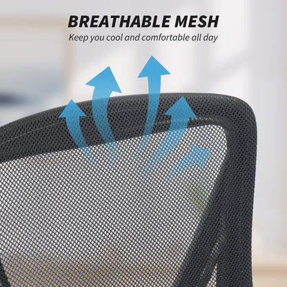 Office Chair, Mesh Desk Chair with Flip-up Armrests, Lumbar Support, Adjustable Height, Black