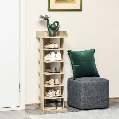 7 Tier Shoe Rack Organizer Storage Shelf Wooden Display Cabinet for Entryway Living Room Bedroom Oak