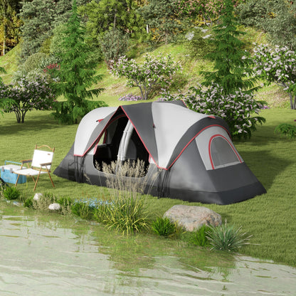 Camping Tent for 6 Man with 2000mm Waterproof Rainfly and Carry Bag for Fishing Hiking Festival, Grey