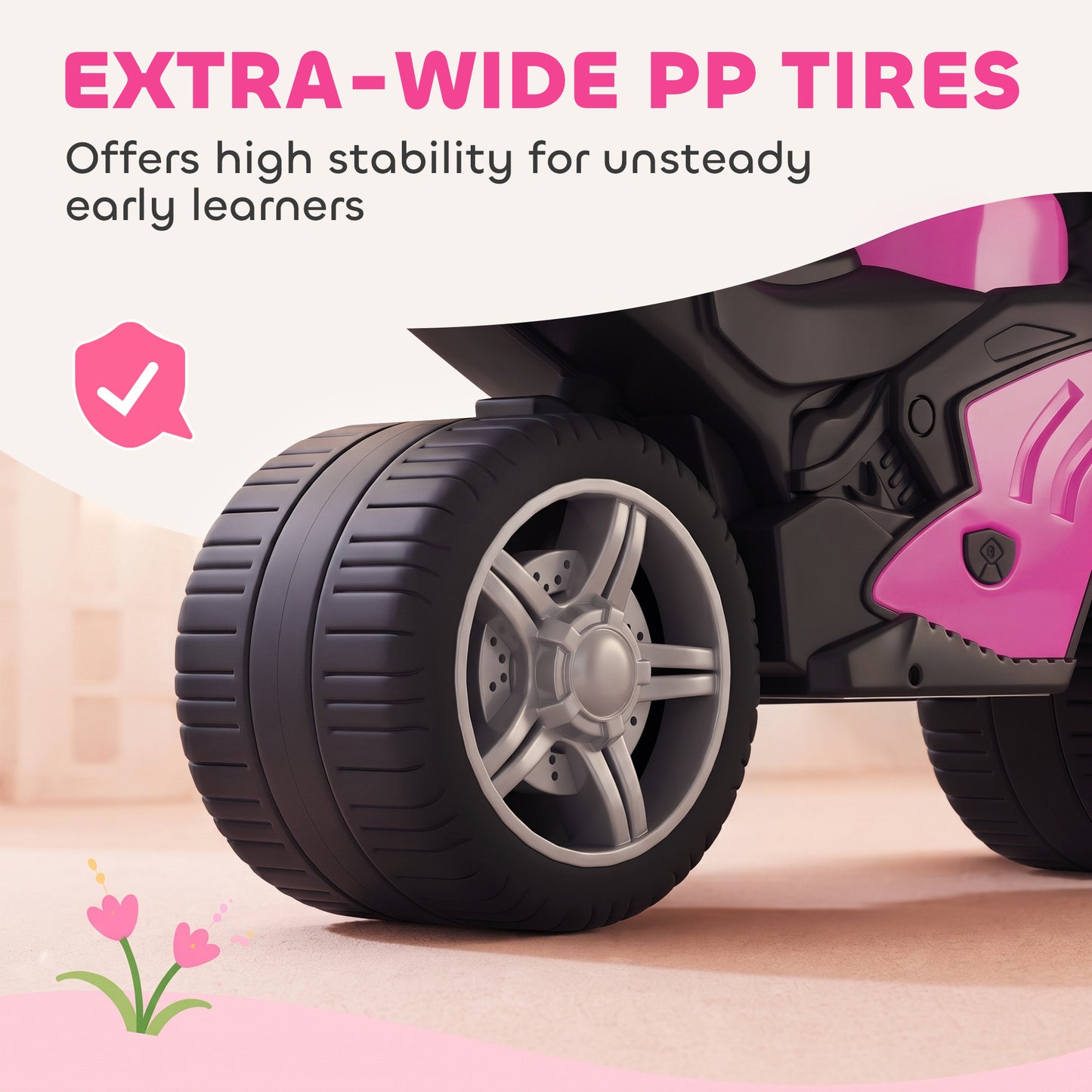 Balance Bike with Music Extra-Wide Wheels Toddler Bike for Boys Girls Pink