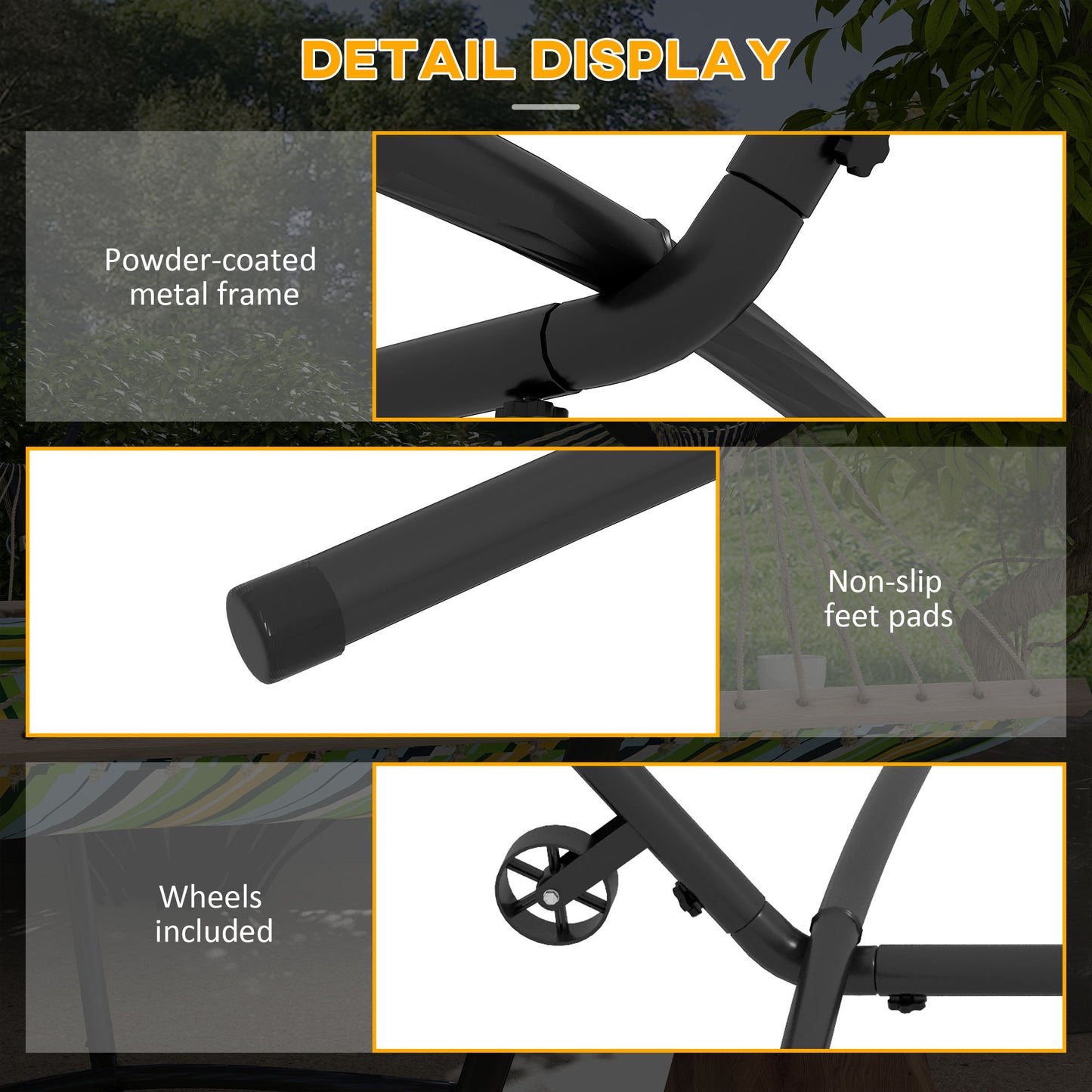9.5ft Hammock Stand, Portable Hammock with Wheels, Adjustable Hammock Net Stand with Carry Bag, for String-style