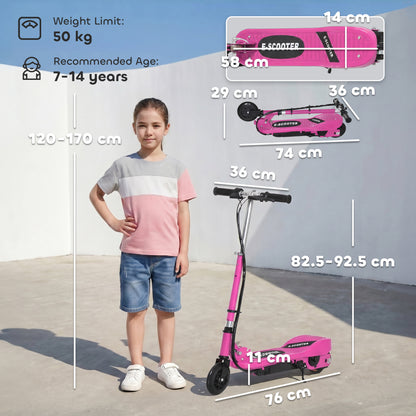 Foldable Electric Kids Scooter, Ride-on for Ages 7-14 Years, Pink