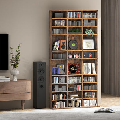 CD Storage Unit with Adjustable Shelves, 102 x 195 cm, Rustic Brown